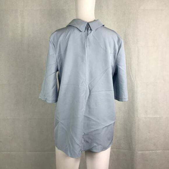 ASOS Maternity Shirt Women's Sz 2 Sky Blue Tunic Peter Pan Collar - Picture 2 of 7